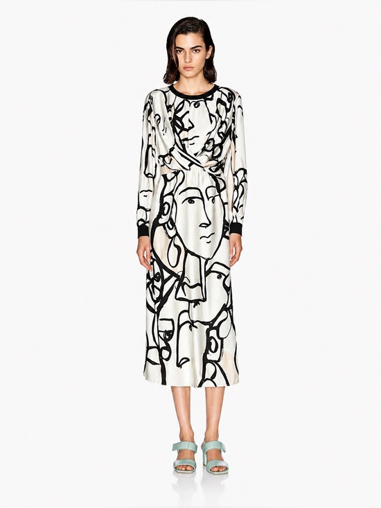Armani Exchange Dresses & Skirts - Armani Exchange Silk Blend Face Print Dress – Rare Statement Piece, Size 6